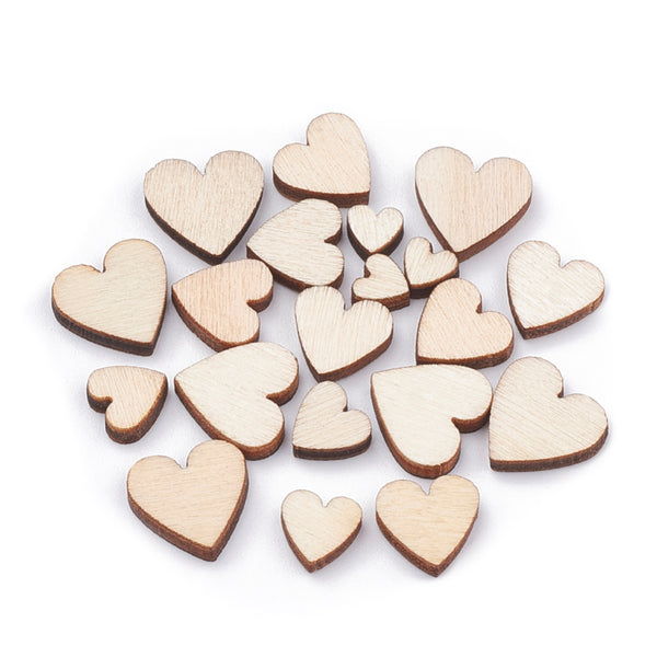 Holz-Streuteile Herzen Lasercut natur 5-12mm/2,5mm 230 Stk.