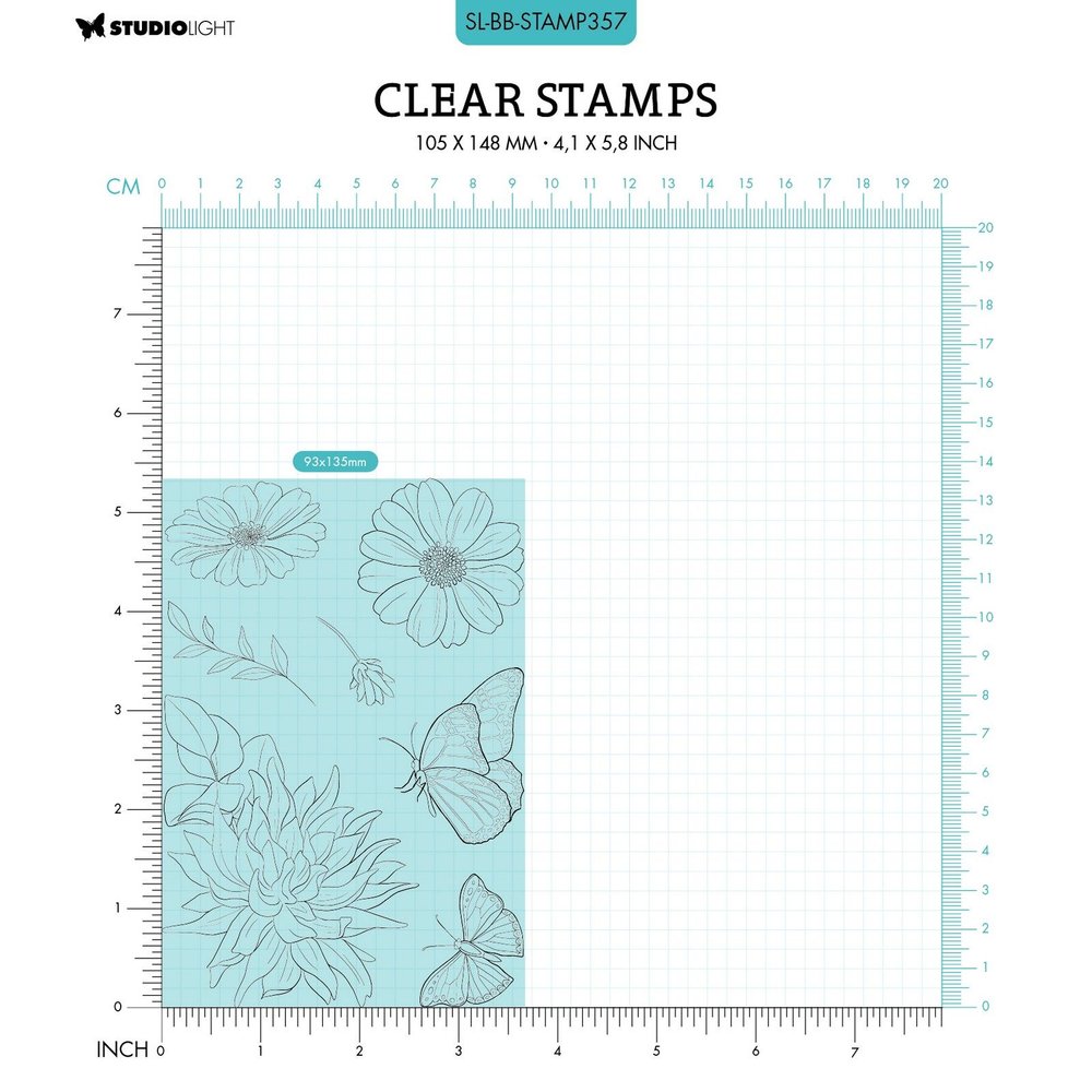 Studio Light Blühender Schmetterling Silikonstempel 9,3 x 13,6 x 0,3 cm