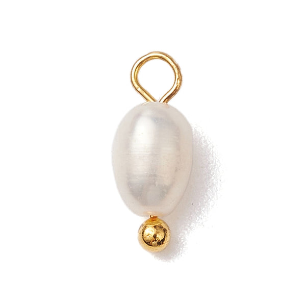 Süßwasserperlen-Anhänger Naturperle Potato Charm goldfarben 13mm 1 Stück