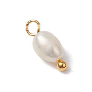 Süßwasserperlen-Anhänger Naturperle Potato Charm goldfarben 13mm 1 Stück
