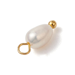 Süßwasserperlen-Anhänger Naturperle Potato Charm goldfarben 13mm 1 Stück