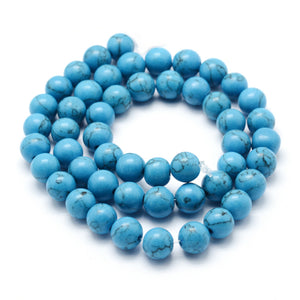 Synthetischer Howlith-Perlenstrang gefärbt rund 8mm 50 Stk./Strang 40 cm