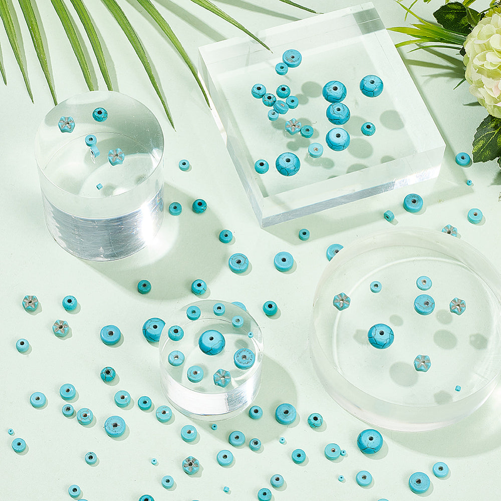 Synthetischer Türkis Rondelle - Set verschiedene Größen 6-12mm 500 Stück