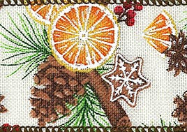 Taftband Orangen Zimt Weihnachtsstimmung 50mm Drahtkante 1m