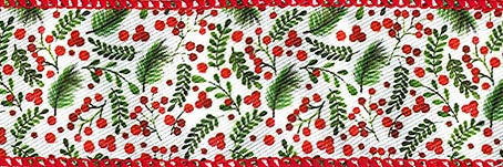 Taftband Zweige und Beeren 40mm Drahtkante 1m