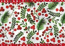 Taftband Zweige und Beeren 40mm Drahtkante 1m