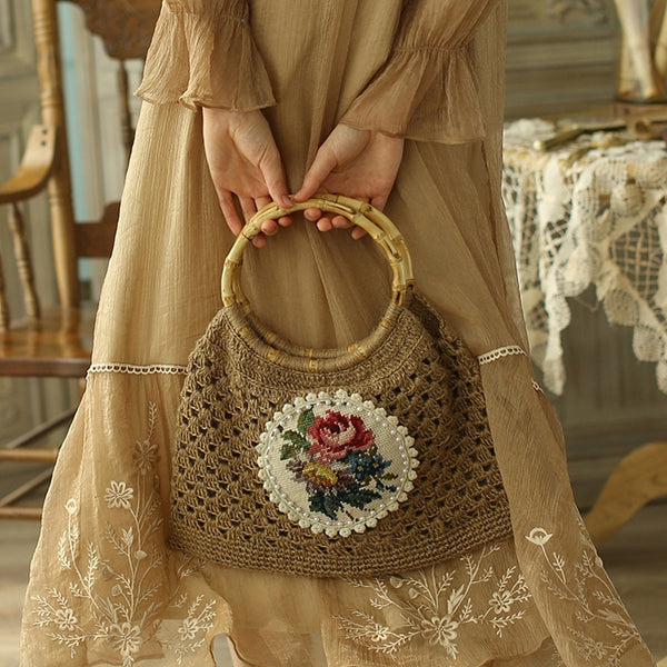 Taschengriffe aus Bambus rund natur 17cm 2 Stück