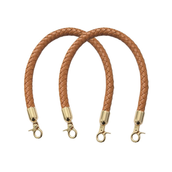 Taschengriff PU-Leder geflochten mit goldenen Schnallen 600× 12mm 1 Stück