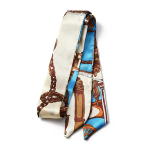 Taschenschal mit Print Halstuch für Handtaschen hellblau 880x40mm