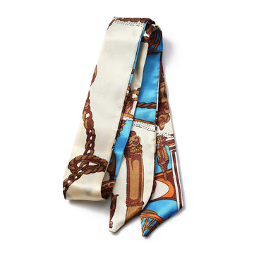 Taschenschal mit Print Halstuch für Handtaschen hellblau 880x40mm