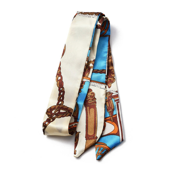 Taschenschal mit Print Halstuch für Handtaschen hellblau 880x40mm