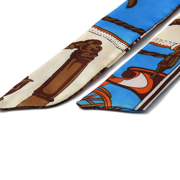 Taschenschal mit Print Halstuch für Handtaschen hellblau 880x40mm