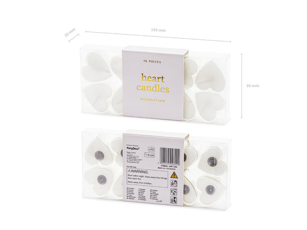 Teelichtkerzen Herzform weiß 4cm 10 Stück