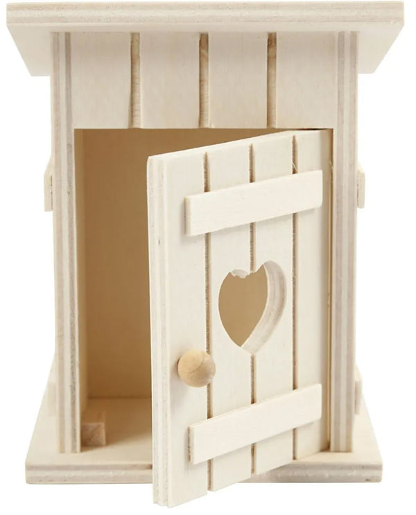 Miniatur Toilettenhäuschen Holz natur 8x6,5cm