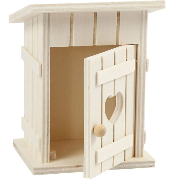 Miniatur Toilettenhäuschen Holz natur 8x6,5cm