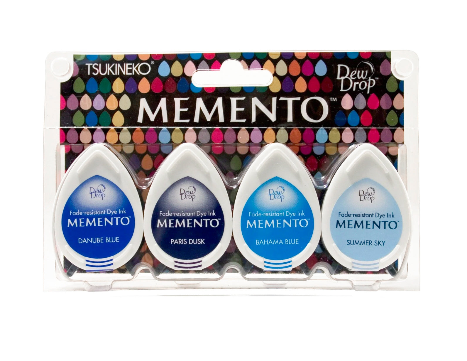 Memento Stempelkissen-Set, Blautöne, 4 Tropfen