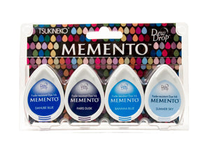 Memento Stempelkissen-Set, Blautöne, 4 Tropfen