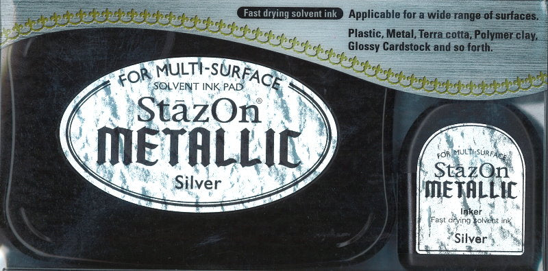 Tsukineko StazOn Stempelkissen-Set metallic silver Pigment Ink 2-teilig
