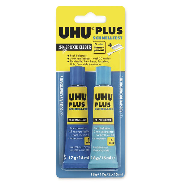 Uhu Plus Schnellfest 2-Komponenten-Epoxidkleber schnellfest 35g 2x15ml