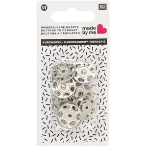 Umhäkelbare Knöpfe silbern 2cm 5 Stück