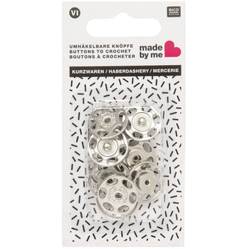 Umhäkelbare Knöpfe silbern 2cm 5 Stück