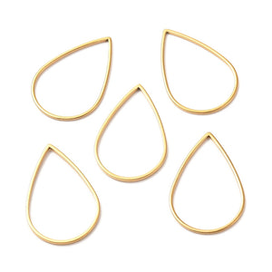 Linking Ring Tropfenform Edelstahl  goldfarben 25×17×1mm 1 Stück