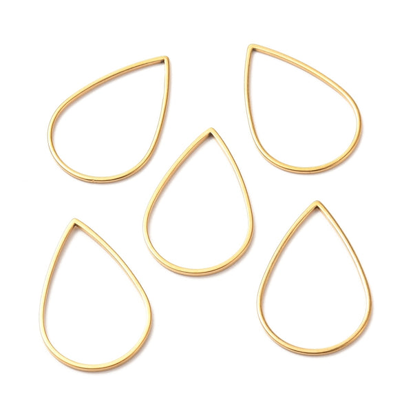 Linking Ring Tropfenform Edelstahl  goldfarben 25×17×1mm 1 Stück