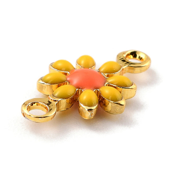 Verbindungsstücke Sonnenblume gelb/gold 13x7x2,5mm 1,2mm Loch 1 Stück