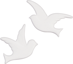 Wachsdekor Taubenpaar weiß, 27x24 mm, 1 Paar