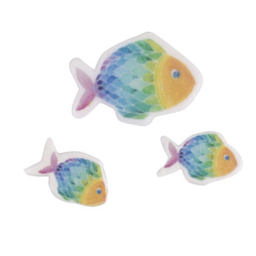 Wachsmotiv Regenbogen Fisch 2,3x1,6cm + 3,7x2,5cm, SB-Btl. 3Stück,