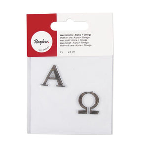 Wachsmotiv Alpha + Omega 2,5cm 2 Stück