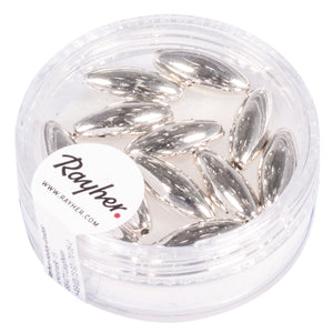 Wachsolive silber 6x14mm 12 Stück / Perlendose