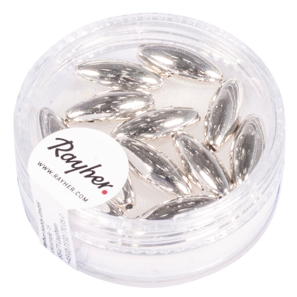 Wachsolive silber 6x14mm 12 Stück / Perlendose
