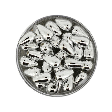 Wachsperle Tropfen silber metallic 6x10mm 30 Stk./Dose