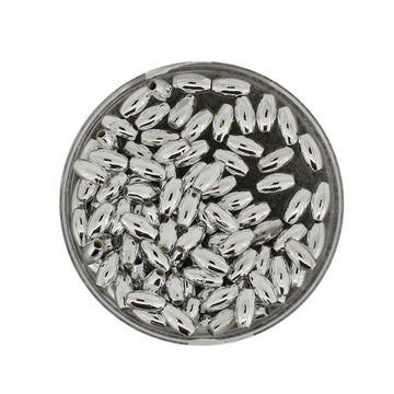 Wachsperle Olive silber metallic 3x6mm 100 Stk./Dose