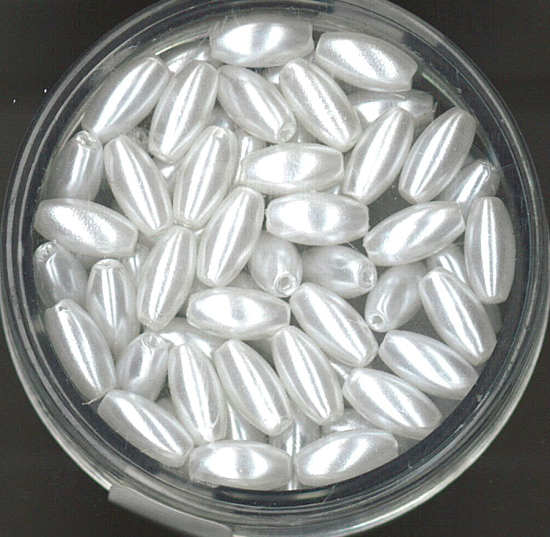 Wachsperle Olive 4x8mm, 100 Stück/Dose, weiß