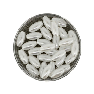 Wachsperlen Olive 5x10mm, 30 Stück/Dose, weiß