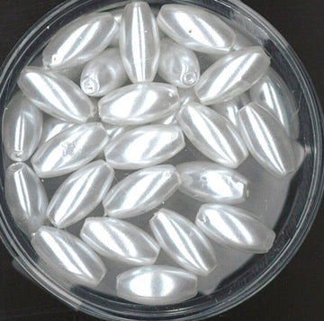 Wachsperle Olive weiß 5x10mm 30Stk./Dose