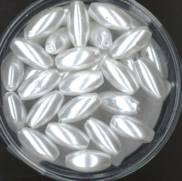 Wachsperle Olive weiß 5x10mm 30Stk./Dose