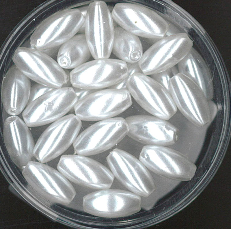 Wachsperlen Olive 5x10mm, 30 Stück/Dose, weiß