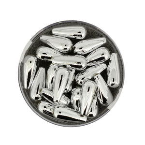 Wachsperle Tropfen silber metallic 6x14mm 20Stk./Dose