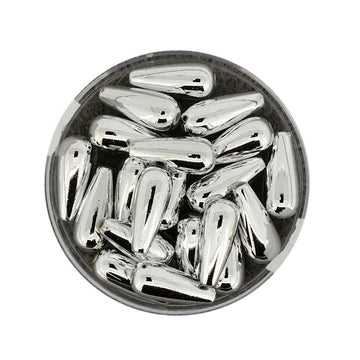 Wachsperle Tropfen silber metallic 6x14mm 20Stk./Dose