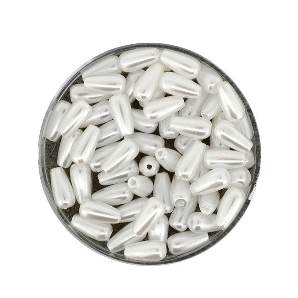 Wachsperle Tropfen weiß 4x8mm 30 Stk./Dose