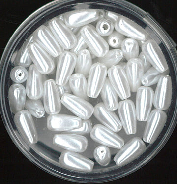 Wachsperle Tropfen weiß 4x8mm 30 Stk./Dose