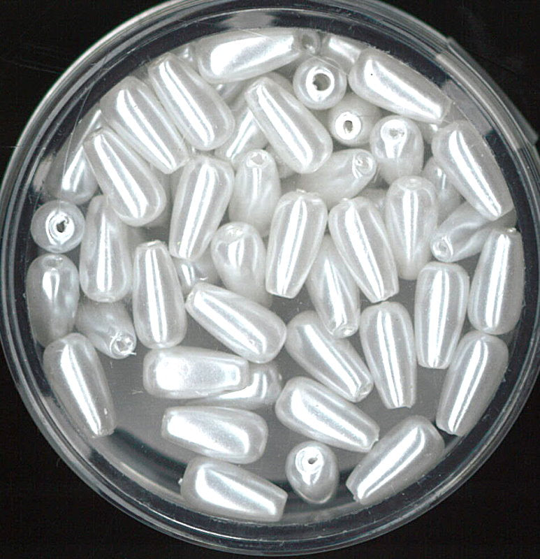 Wachsperle Tropfen weiß 4x8mm 30 Stk./Dose