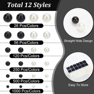 Wachsperlen-Set Mix schwarz weiß 3-10mm 3900 Stück