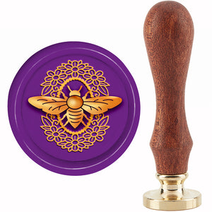 Wachssiegel Stempelset Bienenmotiv Messingkopf Holzgriff 83x22mm