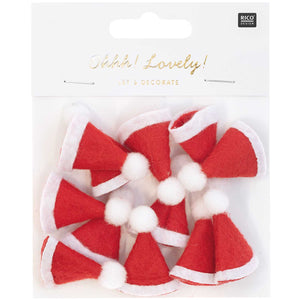 Mini-Weihnachtsmützen rot 2x3,5cm 12 Stück