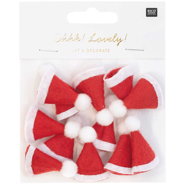 Mini-Weihnachtsmützen rot 2x3,5cm 12 Stück