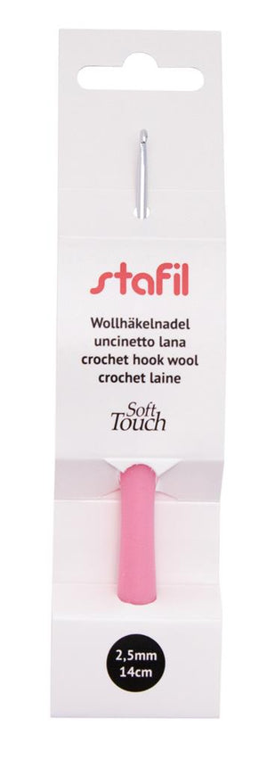 Wollhäkelnadeln Aluminium mit weichem Silikon-Griff 14cm 1 Stück